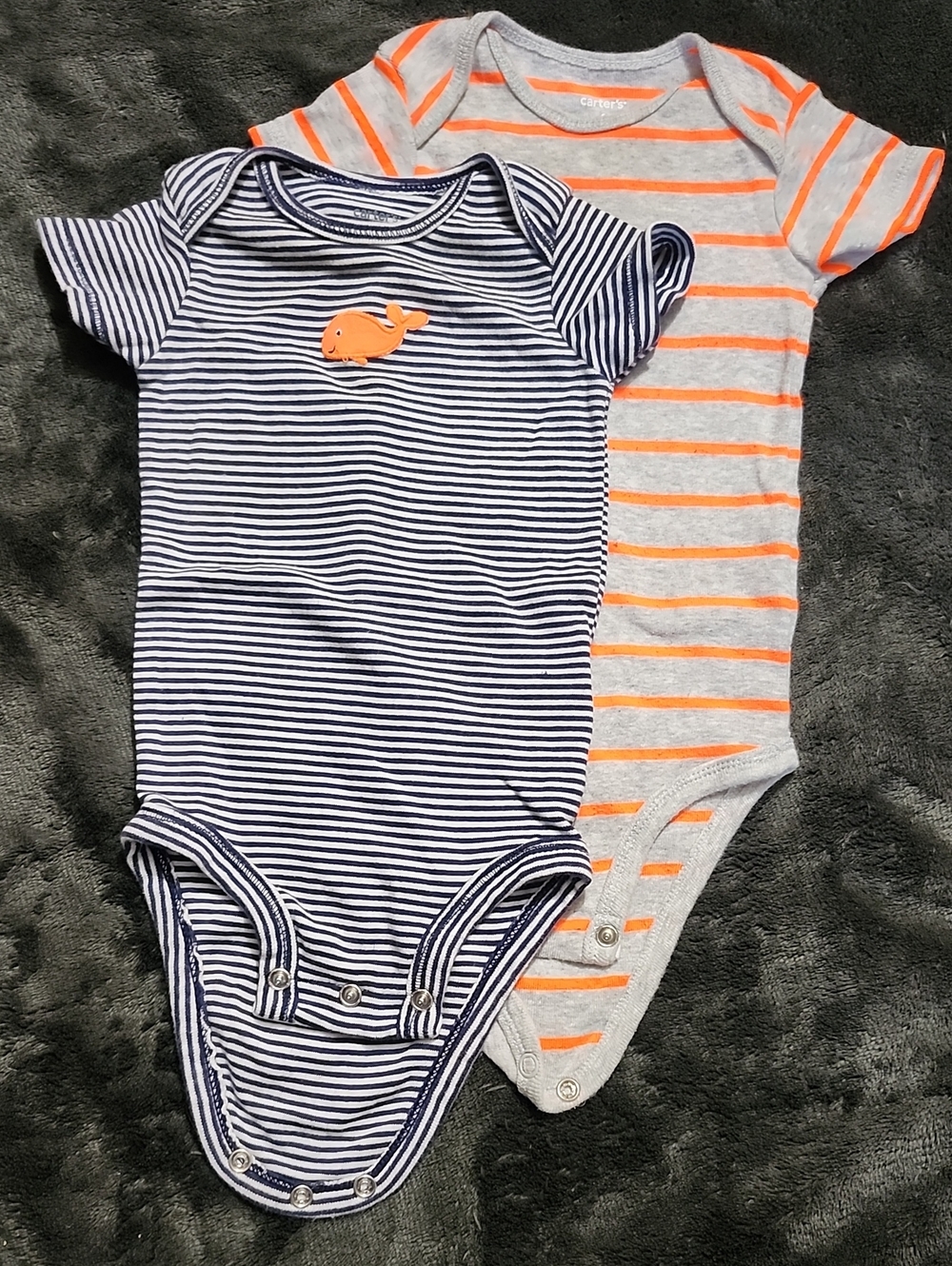 Carter's Navy & Gray One-Piece Bodysuit Set with Orange Accents